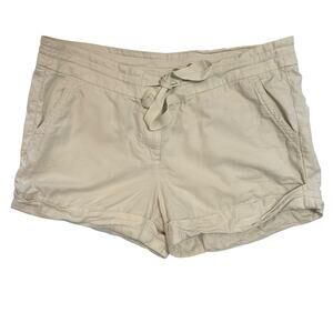 J. Crew Cuffed Drawstring Chino Shorts Beige Cream Cotton 28028 Size 12